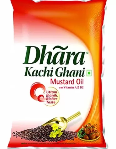 Dhara Kachhi Ghani Mustard Oil, 1L Pouch
