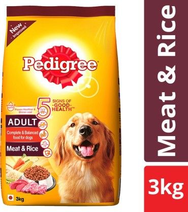 Pedigree Adult Meat Rice 3 kg Dry Dog Food_Muzaffarpureshop