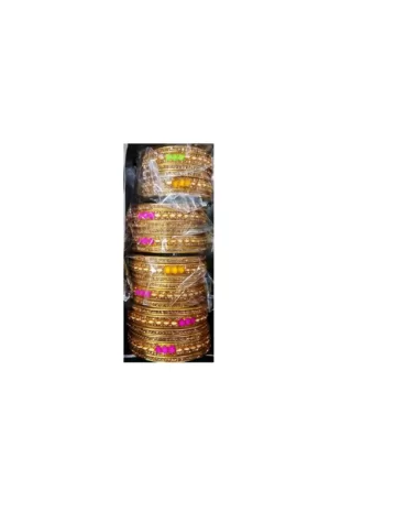 Bangles For Dark Golden Dash & Pink & Dark Moti Design