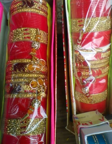 Bangles For Red Golden Moti Design