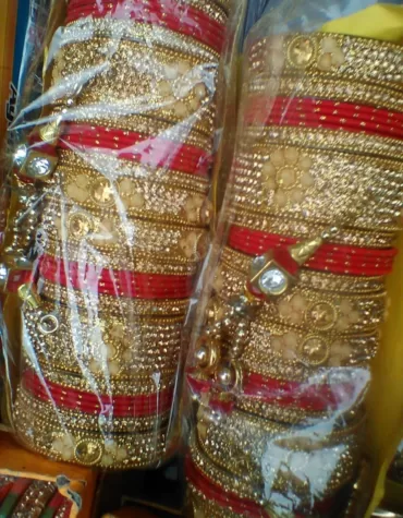 Bangles For Red Golden Moti Design